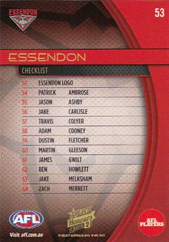 2015 Select AFL Honours Series 2 #53 Essendon Bombers Back